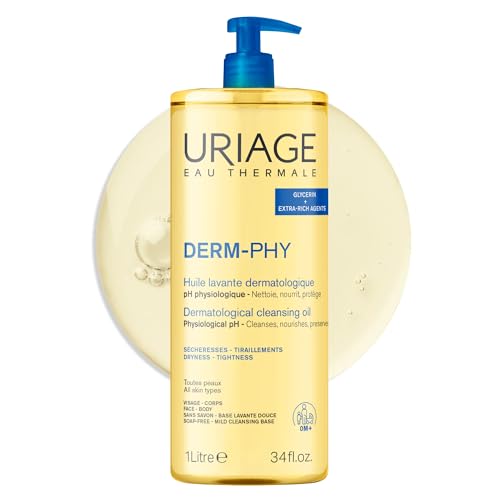 Uriage Derm Phy Shower Oil 33.8 Fl Oz 2-in-1 Glycerin Bath & Body Wash - Sensitive Skin