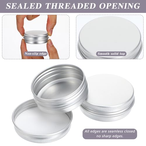 50-Pack Refillable Aluminum Cosmetic Jars with Screw Lids - Lip Balm & Cream Containers