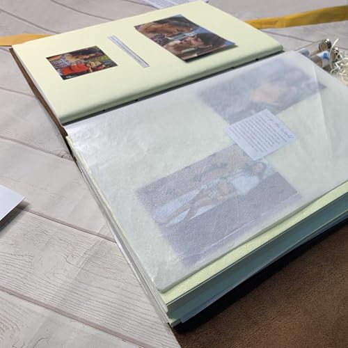 Large Cream Paper Rustic Town Full Grain Leather Photo Album with Gift Box