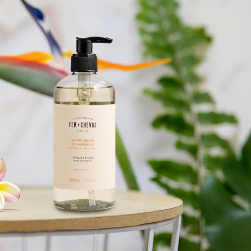 Marseille Liquid Hand Soap with White Tea & Yuzu – French Citrus & Almond Oil, 500ml - New White Tea & Yuzu Variant