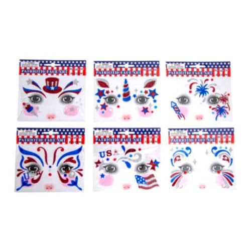 Patriotic Temporary Face Tattoos - 100 Pieces Glitter Face Art | Memorial Day 4th of July labor Day | Red White Blue Metallic Glitter | Election Party | USA