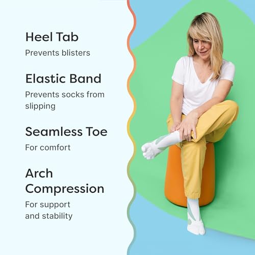 ZenToes Large Sage & White Padded Bunion Relief Socks - Big Toe Separator & Protector, Moisture Wicking - 1 Pair
