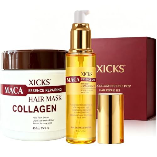 Collagen Hair Mask & Hair Oil Set for Damage Repair & Frizz Control