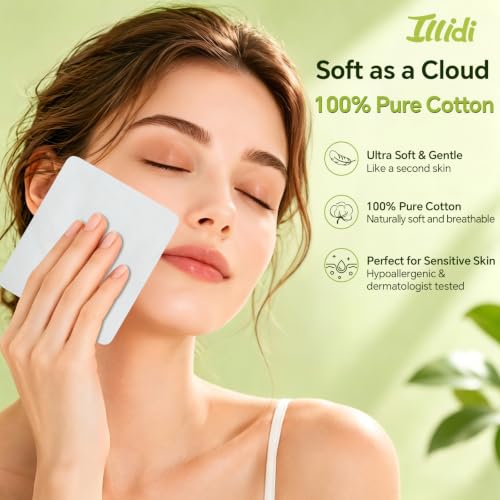 Premium Extra Large Cotton Pads 360 Count (3.5 x 4.3 in) | Soft Face Pads by Illidi