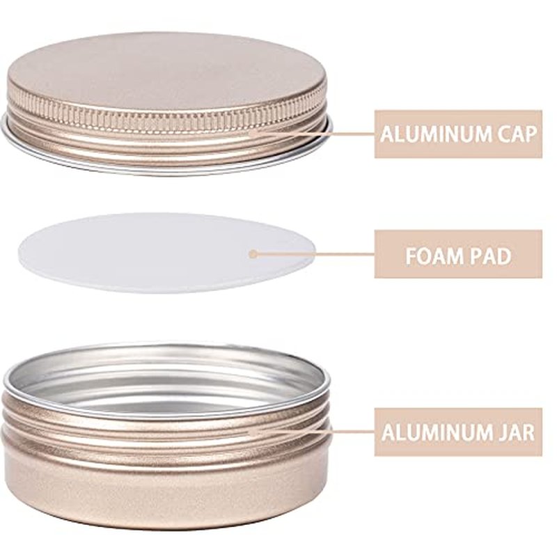 2 oz / 60ml Screw Top Aluminum Tin Jar with Screw Lid and Blank Labels - Pack of 23 (Champagne)