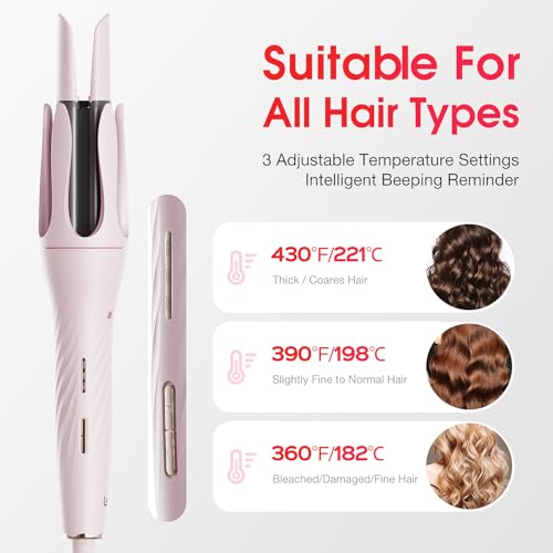 Automatic Rotating Curling Iron 1 Inch - Titanium Coating, Safe & Easy for Long-Lasting Shine
