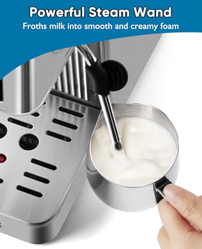 CUSIMAX Silver Espresso Machine with Steam Wand for Latte & Cappuccino