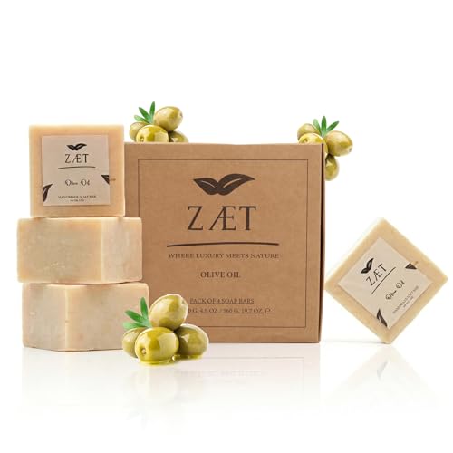ZÆT Olive Oil Soap Bar 5 oz Pack of 4 – Natural Handmade Face & Body Soap