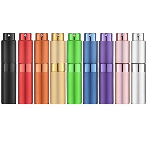 Multi-Colored Refillable Travel Perfume Atomizer Bottle 8ml - Pack of 9