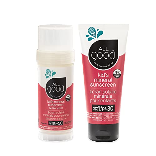 All Good Baby & Kids Mineral Sunscreen Duo SPF 50 Butter Stick & SPF 30 Lotion 2.93 oz Pack of 2