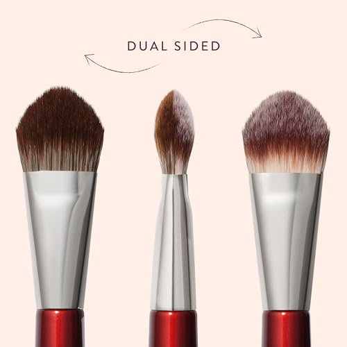 BK BEAUTY 114 DUAL-SIDED CONCEALER BRUSH ? Precision Concealer & Powder Makeup Brush for Under-Eyes, Blemishes, and Touch-Ups, Soft Vegan Bristles