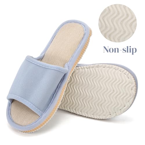 Washable Guest Slippers 10 Pack Open-Toe Non-Slip Spa Slippers Bulk Bulk with Thick Sole