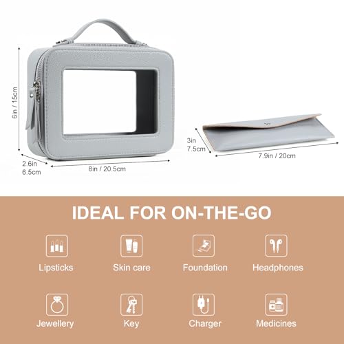 EcoVision Clear Makeup Bag, Travel Cosmetic Accessory Bag, Toiletry Organizer Bags for Women, Portable Waterproof Zipper Cosmetic Bag with Transparent Window