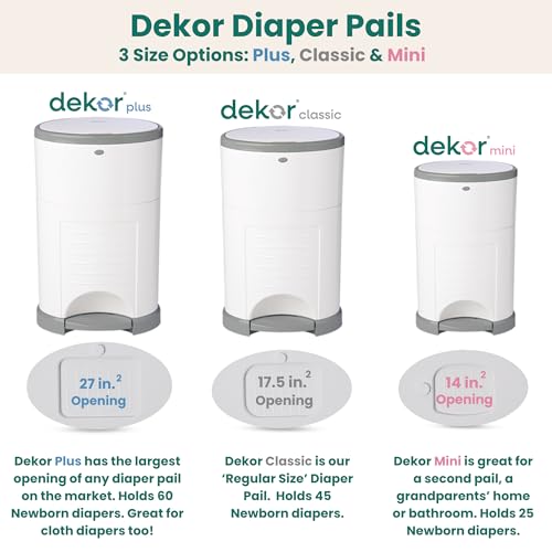 Eko White Diaper Pail - Eco-Friendly, Hands-Free, Reusable, Large Capacity