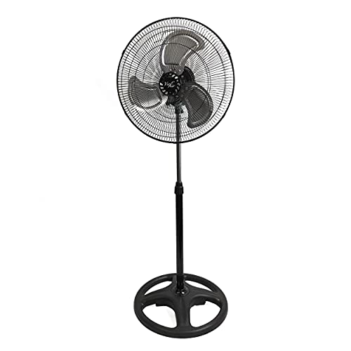 Vie Air 18-Inch Industrial Heavy Duty Pedestal Oscillating Metal Fan, Black - Variation: 18 Inch Pedestal