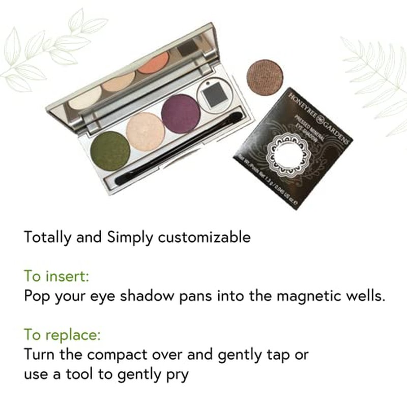 Honeybee Gardens Refillable Pressed Eye Shadow Quad Compact, Holds Up To Four Eye Shadow Colors, Fits 26mm or Smaller Pan, Customizable Travel Eye Makeup Kit