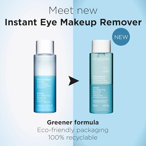Clarins Instant Eye Make-Up Remover | Bi-Phase Remover For Heavy and Waterproof Eye Make-Up | Cleanses, Softens, Hydrates | Conditions Lashes | Ophthalmologist Tested | All Skin Types | 4.2 Ounces