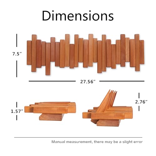 Acsigesn Cherry Wall Mount Coat Rack with 7 Flip-Down Hooks, Handmade Walnut Wood