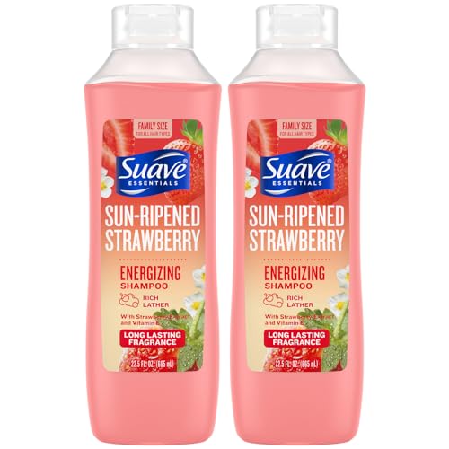 Suave Shampoo, Sun-Ripened Strawberry Family-Size 2-Pack ? Energizing Shampoo with Fruit Extract & Vitamin E, 22.5 Oz Ea
