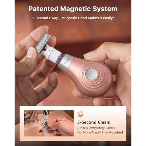 Mini Bikini Trimmer for Women - Intimate Pubic Hair Removal, Electric Body Groomer, Small Portable Wet/Dry Shaver, Magnetic Blade, USB-C Rechargeable with Travel Case, Easy to Clean (Gold)