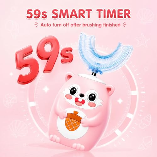 Kids U-Shaped Electric Toothbrush for Children’s Full-Mouth Cleaning Pink - 3 Modes