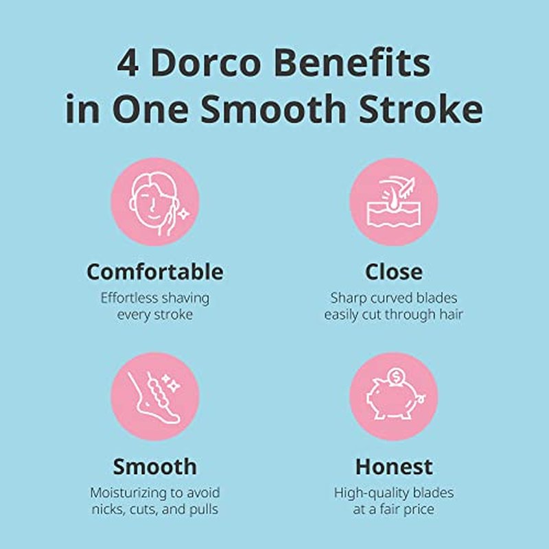 DORCO eve Pack of 3 Razors for Quick & Easy Shaving (No Handle, 8 Pcs Razor Blade Refills), 3 Curved Blades for Shaving with Aloe Vera Moisture Bar, Interchangeable Cartridge for Sensitive Skin