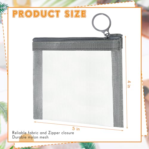 Gray Mini Zipper Mesh Coin Pouches Pack of 60 - Small Nylon Storage Bags