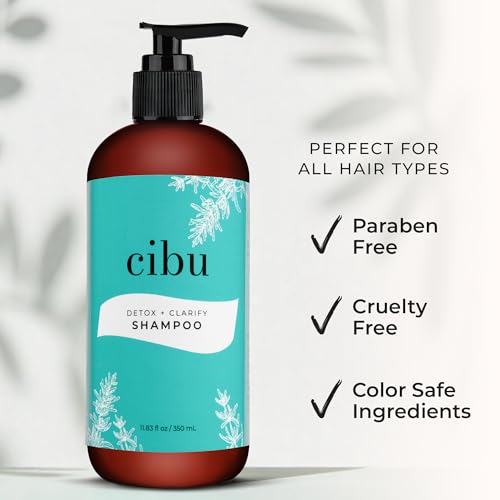 CIBU Detox + Clarify Shampoo 11.83oz - Gently Removes Build-Up, Chlorine & Hard Water Minerals - Suitable for All Hair Types & Color Treated - Pack of 1