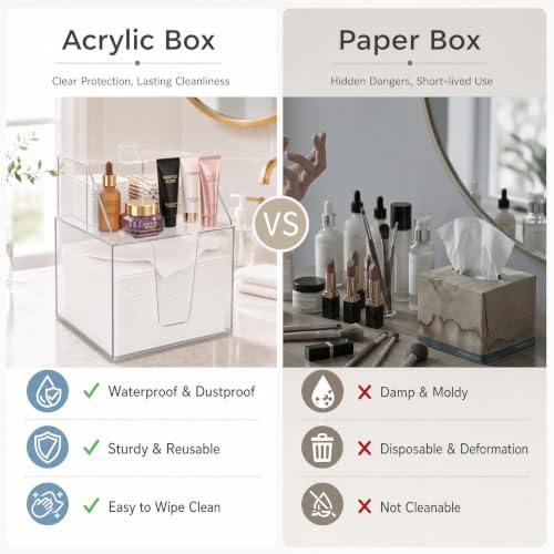 2-in-1 Disposable Facial Towel Holder & Bathroom Vanity Organizer
