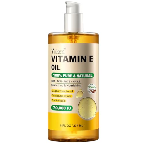 Organic Vitamin E Oil & Rosehip Seed Oil,100% Pure Oil for Skin,Scars and Face Care