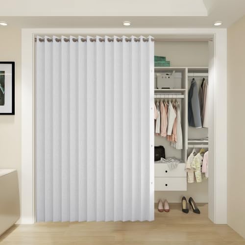 Grayish White Fabric Vertical Shades Blackout Door Window Cover 1 Panel W100xL84