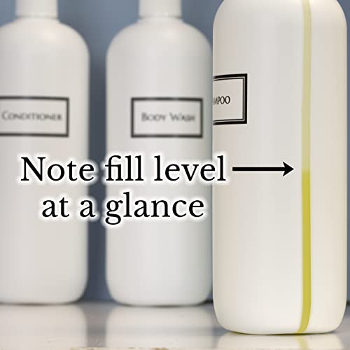 Refillable 19oz Body Wash Shampoo & Conditioner Pump Dispenser Bottles Set with View Stripe - Artanis Home, White Pumps