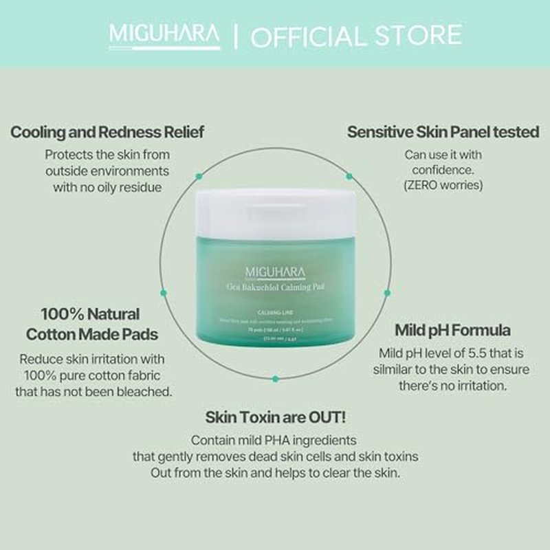 Cica Bakuchiol Calming Pad | Korean Skincare Toner Pad (150ml/5.07 fl.oz.)