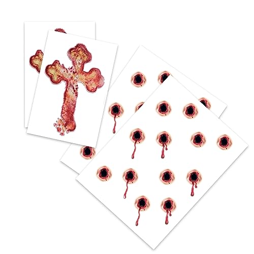 Bite Mark Temporary Tattoo Kits ? Vampire Costume Kit - 4pk of Bite Marks & Branded Cross - Easier than Make-Up - MADE in USA (Bite Marks 4pk)