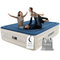 Blue Queen Air Mattress with Built-In Pump - 18 Inch Elevated Blow Up Bed