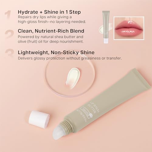 VRAIKO 2-in-1 Silky Lip Butter Balm & Lip Gloss, Hydration with Shea & Olive Oil Blend, Non-Sticky Moisture for Chapped Lips, Natural Ingredients (Vanilla)