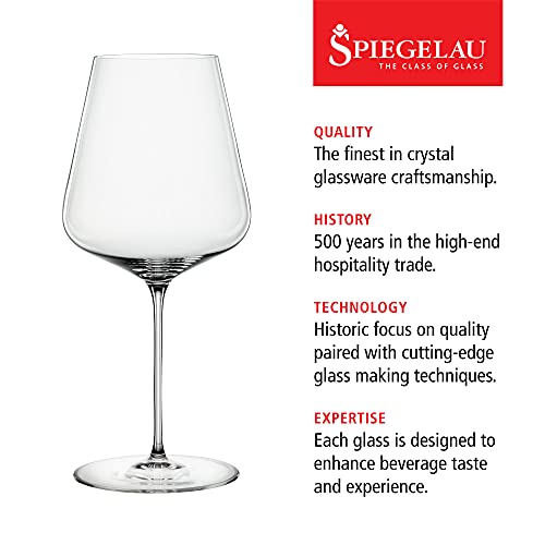 Bordeaux Wine Glasses Set of 4 - Elegant Lead-Free Crystal Stemware, 26 oz, Clear, Spiegelau Definition