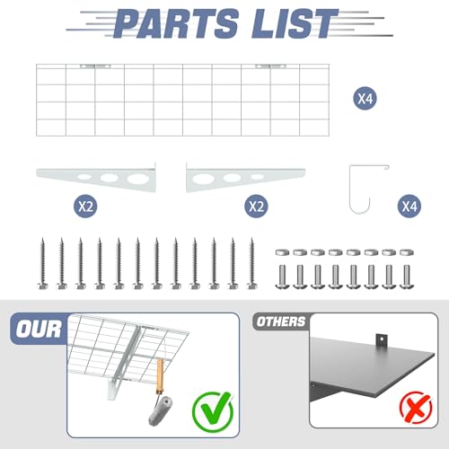 White Wall Mount Garage Shelves 2 Pack 24x48 Inch Heavy Duty Storage