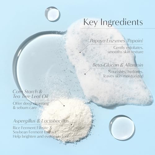 Petitfee B-Glucan Enzyme Wash 1g*20ea - Facial Cleanser, Cleansing Powder with Papaya Extract Papain, Rice Extract for Mild, Daily Exfoliation, Powder Soap, Cleansing Mask, Travel Size