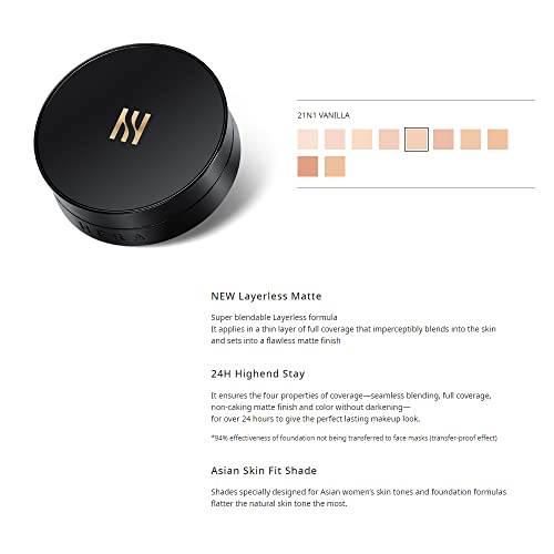 HERA Black Cushion Refill 15g+15g Vanilla for Flawless Matte Finish - Variation Beige