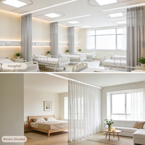 Hei! Dear White Ceiling Curtain Track 12-15 ft Heavy Duty Wall & Ceiling Mount Rail