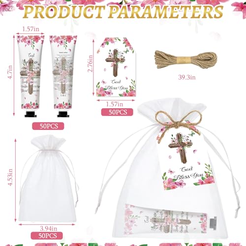 50 Pack Christian Hand Cream Set Gifts for Women Bible Verse Bulk Hand Lotion Travel Size, Hand Cream party Appreciation Gifts with Cards and Organza Bags for Teacher Mom Friend Gift