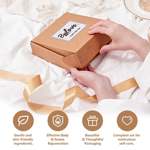 BFFLOVE Gift Set for Women - 5pcs Cherry Blossom Spa Gifts for Women, Birthday, Anniversary, Mother's Day Gifts for Her with Massage Oil, Scented Candle, Bath Salts, Hand Cream