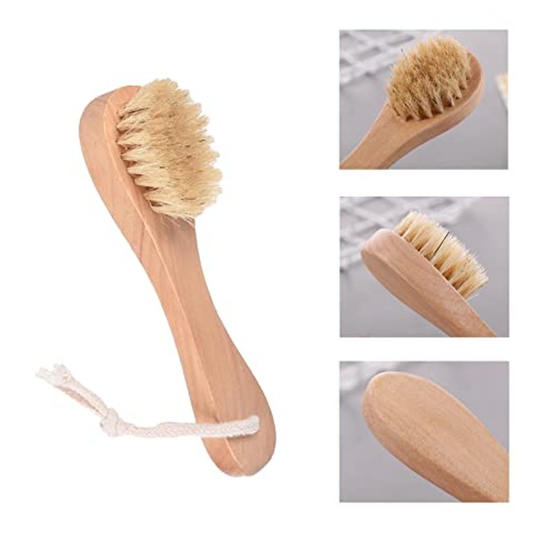 6 Pcs Face Exfoliator Brush Dry Brush Natural Bristles Wooden Face Cleaning Brush, Facial Cleansing Brush Face Wash Scrub Exfoliator Brush for Face Care