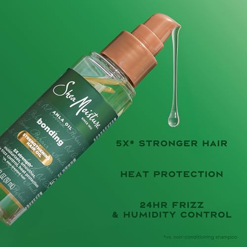 SheaMoisture Bonding Oil Amla Oil To Protect,Strengthen And Smooth Hair With Amla-Oil And Fair-Trade Shea Butter With 5X Strength-And 24-Hour Frizz & Humidity Control 3.3 Fl Oz,(Pack of 2)