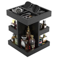Cologne Organizer for Men Rotating Bathroom Counter Organizer, 3-Tier Solid Wood Storage Caddy, 360-Degree Rotating Stand, Burlywood (Black)