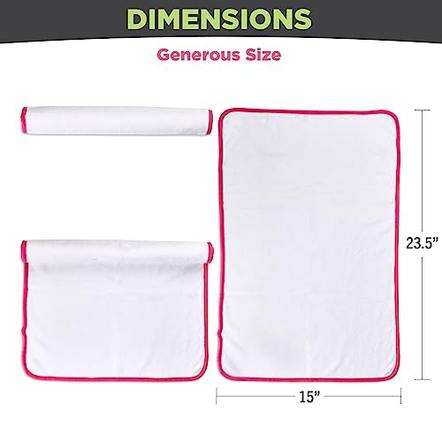 Premium Microfiber Towels - 5 Pack Ideal for Estheticians, Barbers, Salons Extra Thick, High Absorbency, Professional-Grade (White with Pink Border)