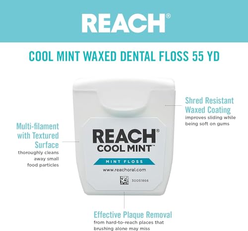 Dental Floss Cool Mint 165 Ft Pack of 6 - Effective Plaque Removal
