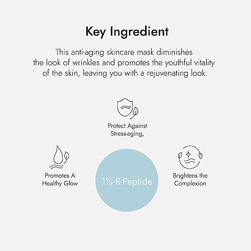 AS OF TODAY R-Peptide Sheet Mask 5 Pack | Hydrating Hyaluronic Acid Anti-Aging Face Mask | Peptides + Botanical Extracts | Firming, Wrinkle Care & Soothing | Clean Beauty