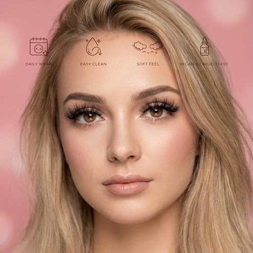 Eliace False Eyelashes Natural look 14mm, 15 Pairs Cat Eye Lashes Wispy Strips, 3D Mink Lashes Fake Eyelashes Fluffy Volume Dramatic Thick Cross Wispies Lash Thin Soft Band Comfortable Dubai Style